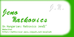 jeno matkovics business card